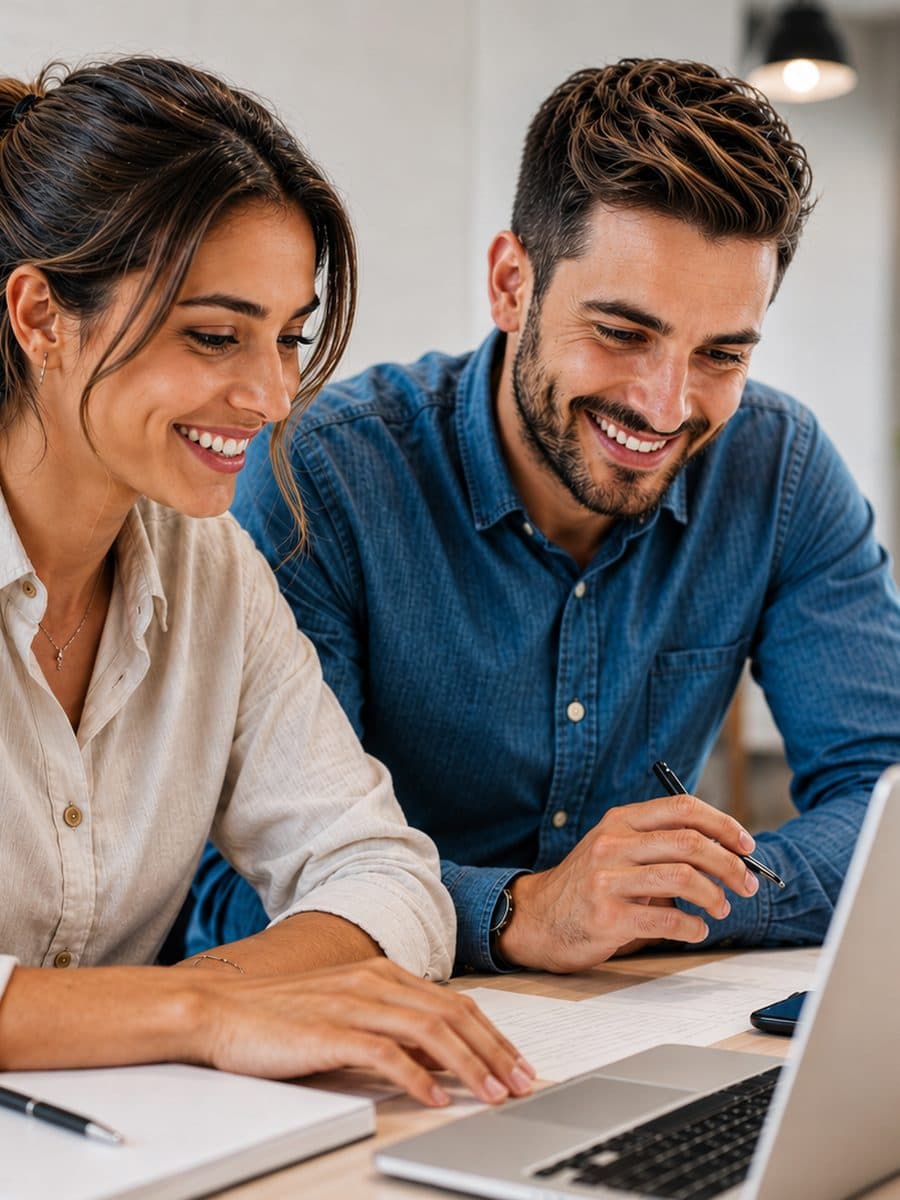 Two Redlio Labs engineers reviewing a client project together